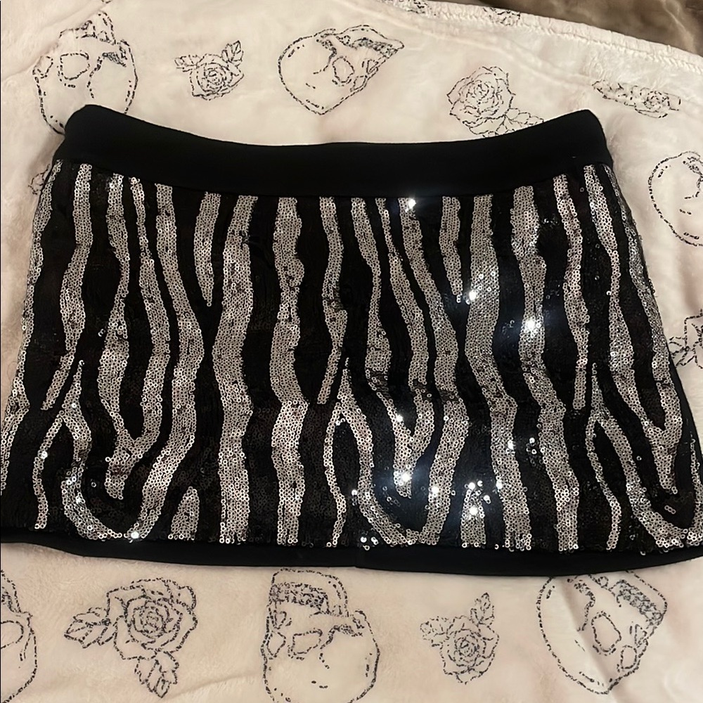 Black and Silver Sequin Mini Skirt for Cocktail Parties